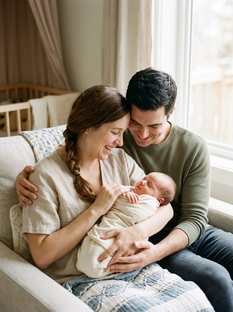 Parents with newborn baby